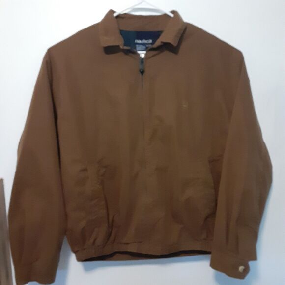 Vintage Nautica Jacket Mens Size XL Extra Large Brown Embroidered Full Zip - Picture 1 of 11